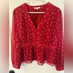 Madewell Red Floral Blouse